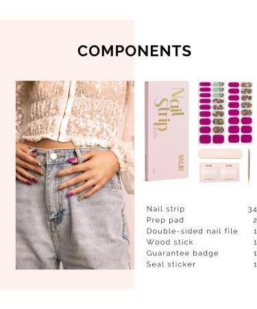 NAILOG Semi Cured Gel Nail Strips 34 pcs Salon-Quality Gel Nail Stickers Long Lasting Nail Wraps for Women with Soft Gel Finish Retro Jungle - Buy Online on GoSupps.com