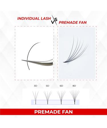 Premium Premade Fan Eyelashes Mixed Length Pack - 6D to 14D | C/CC/D Curl 8-20mm | 0.03/0.05/0.07 Thickness | Wispy Loose Eyelash Extensions - Buy Online on GoSupps.com