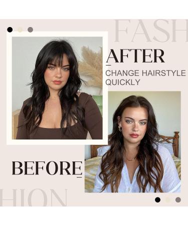 Clip in Wispy Bangs - 100% Human Hair Fringe for Women - Brown Black - Buy Online on GoSupps.com