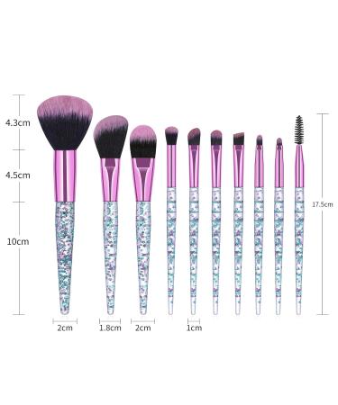 10-Piece Glitter Makeup Brush Set - Professional Acrylic Cosmetic Brushes for Eyes & Face - Violet - Buy Online on GoSupps.com