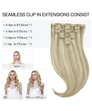 Doores Seamless Clip-in Hair Extensions - Ashblond Highlights 50cm (20 Inch) 7 Pieces 110g Real Hair #17a/60a - Natural Look International Shipping - Buy Online on GoSupps.com