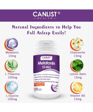 CANLIST Extra Strength Melatonin 10mg Tablets Sleep Support Fall Asleep Faster Non-Habit Forming Sleep Aids for Adults Sleep Cycle Regulation Vegan Non-GMO & Gluten-Free 120 Tablets - Buy Online on GoSupps.com