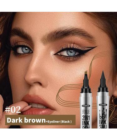 Buy Dark Brown 2-in-1 Eyebrow Pencil & Eyeliner - Long-lasting Waterproof Anti-Smudge Dual-Ended Tool for Perfect Eyebrows & Eyeliner | International Shipping Available - Buy Online on GoSupps.com