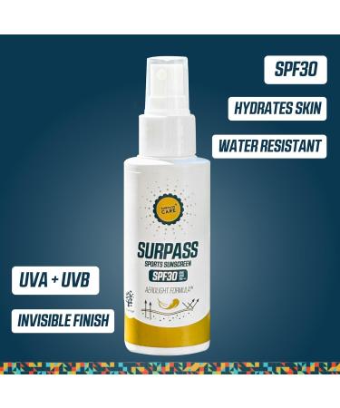 SURPASS Spray Solaire Sport SPF 30 | Huile S che Invisible | UVA + UVB Protection Longue Dur e Visage & Corps | R siste l Eau et la Transpiration | Sans Octocryl ne | Vegan | EcoSun Pass 100 ml - Buy Online on GoSupps.com