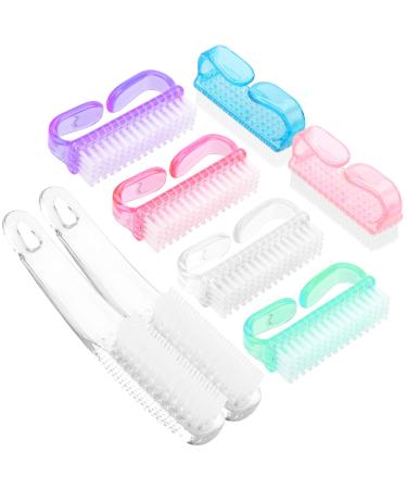 Handle Grip Nail Brush, Senignol Upgrade 8Pcs Fingernail Brush Set Nail Brush Cleaner Scrubbing Kit for Toes and Nails Men Women kids (Multicolor) Green