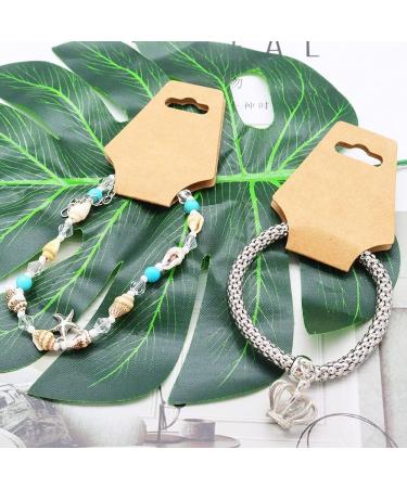 100PCS Brown Kraft Paper Necklace Display Cards for Jewelry Packaging - Blank Bracelet Holder Tags for Keychains, Earrings, Hair Bands, and Scrunchies - Buy Online on GoSupps.com