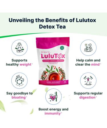 Original Detox Tea - Herbal Blend with Dandelion, Ginseng, & Ginger - Supports Healthy Weight & Digestive Health - Vegan & Natural - Peach Flavor - 28 Servings - Buy Online on GoSupps.com
