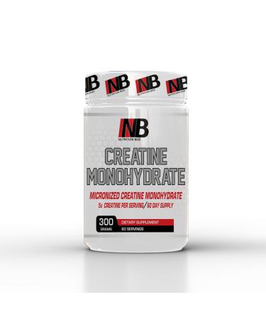 NutritionBizz Micronized Creatine Monohydrate Powder 300 Grams Unflavored 60 Days Supply 5 Grams Creatiner Per Serving