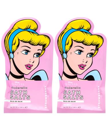 MAD Beauty 2 Count Disney Pop Princess Cinderella Bath Salts | 2 Packs Each 2.82 oz Strawberry Scent | Royal Fun Spa Skincare Soak Gifts for Girls Strawberry 2 Count