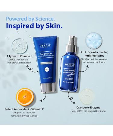 Dr. Denese Peel & Glow Rx Vitamin C Face Paste & AHA Peel Drops Set - Skin Care Exfoliating Peel Kit for Brighter Smoother Looking Skin - Dual-Action Facial Treatment - Clean Skin Care - Cruelty-free - Buy Online on GoSupps.com