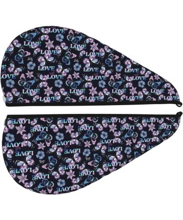 Hair Towel Wrap | Quick-Dry Hair Drying Turban with Button | Love Butterflies Design - Buy Online on GoSupps.com
