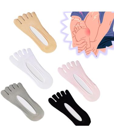 AGSIXZLAN 5 Pairs Orthoes Bunion Relief Socks Bunion Relief Socks Orthoes Bunion Relief Socks Women Bunion Relief Socks  Orthopedic Toe Compression Sock  No Show Low Cut Five Finger Socks(5 Colors)