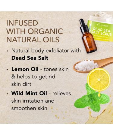 O Naturals Exfoliating Lemon Oil Dead Sea Salt Scrub | Anti-Cellulite & Acne Treatment | Deep-Cleansing Body Scrub with Essential Oils | 18oz - Buy Online on GoSupps.com