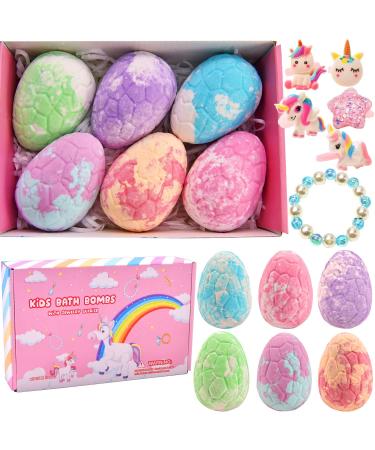 Bubble Bath Bombs for Kids Girls with Suprise Jewelry Toys Unicorn Gifts Inside, Natural Organic Bath Bomb Princess Easter Egg Valentines Christmas 3 4 5 6 7 Year Old Girl Toddler Birthday Gift