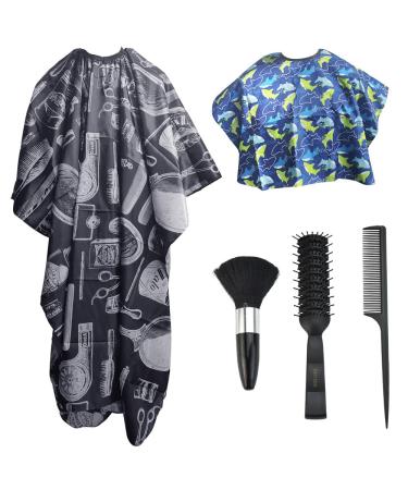 Ottymo hair cutting captain set 2 adult hairdressing slope dolphin pattern children hair cutting edge adjustable hair salon cape hairdressing slope with neck brush neck brush hair comb for barber