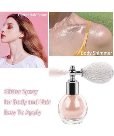 Shimmering Body Glitter Spray - Nude Pink Highlighter for Hair, Face & Body - High Gloss Makeup Sparkle - Buy Online on GoSupps.com
