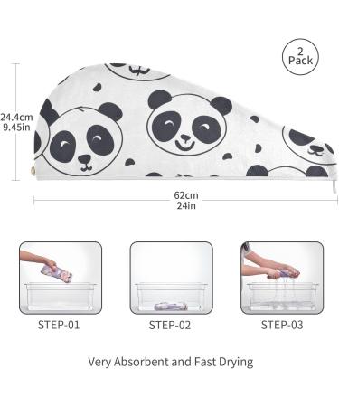 Buy Kawaii Pandas Hair Towel 2 Pack - Super Absorbent Quick Drying Turbans for Women & Girls - Stylish Head Towels for Fast Hair Drying - Buy Online on GoSupps.com