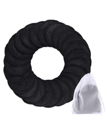 SIQUK 24 Pieces Reusable Cotton Rounds Black Makeup Remover Pads Layers Washable Organic Bamboo Cleansing Cloth Pads with Laundry Bag for Eye Makeup Remove Face Wipe - Buy Online on GoSupps.com