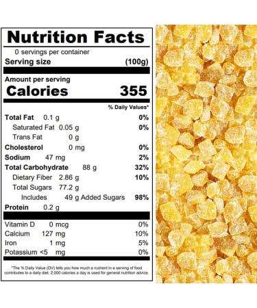 Presto Sales Crystallized Ginger Pieces 112 oz - Unsulphured Dried Candied Ginger 3-5mm - All Natural Non-GMO - Resealable 7 lbs Bag - Buy Online on GoSupps.com