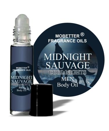 MOBETTER FRAGRANCE OILS Midnight Sauvage Cool Nights Men Cologne Body Oil 1/3 oz roll on Glass Bottle