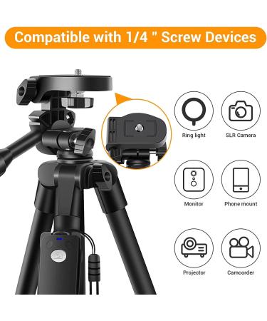 Professional 60 Camera Tripod with Phone Mount & Remote | Aluminum Portable Stand with Travel Bag | Compatible with Phone, Camera, Projector, DSLR | 5-Section Tripod - Buy Online on GoSupps.com