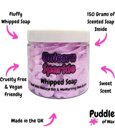 Unicorn Sparkle Whipped Soap Body Wash - 150g - Natural Oils and Butters - Sweet Scent - Vegan Friendly - Puddle of Wax - Made in the UK - Buy Online on GoSupps.com