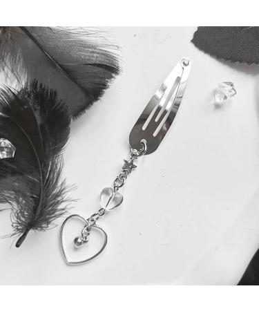 Y2K Snap Hair Clip for Women Hair Barrette Clip for Thick Thin Hair Hollow Star Bead-Silver Barrette Exquisite Hair Clip Heart Hair Barrettes for Women - Buy Online on GoSupps.com