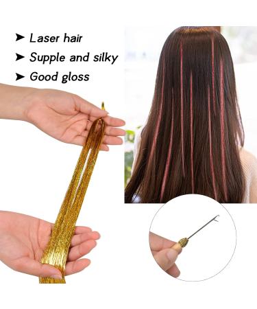 Avodova Glitter Hair Extensions - 12 Color Multi-Colored Strands for Vibrant Hairstyles | Synthetic Hair Kits with Hooks - Buy Online on GoSupps.com