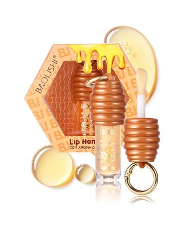 Domality Honey Lip Oil Korean Lip Oil Balm With Key Chain Clear Hydrating Lip Glow Oil Long Lasting Nourishing Plump Lip Gloss Butter for Women Girls
