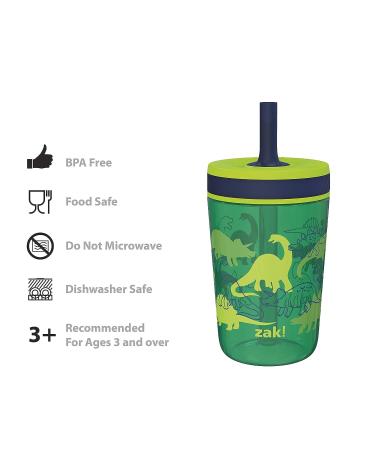 Zak Designs Kelso Dino Camo Tumbler Set - 15 oz, Non-BPA, Leak-Proof with Straw, Durable Plastic and Silicone, Perfect Baby Cup Bundle for Kids - 2pc Set - Buy Online on GoSupps.com