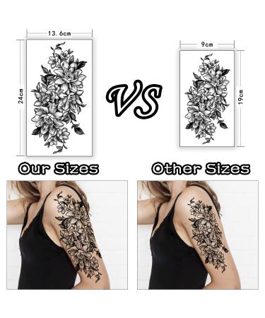 SOOVSY Flower Temporary Tattoos - Butterfly, Bee, Rose Design | Waterproof, Lasting 3D Tattoo Stickers for Women - 49 Sheets - Buy Online on GoSupps.com
