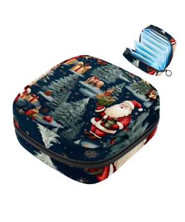 Muooum menstrual artery bag zip women tampons collect tampons pockets for women girls (Christmas Santa Claus sled pattern) color 5 4.7x6.6x6.6 in/12x17x17 cm