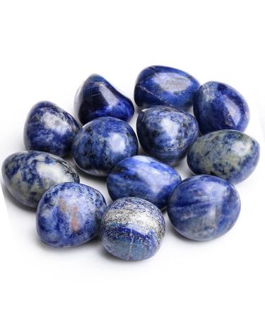 XIANNVXI Blue Sodalite Crystal Stones Natural Irregular Polished Tumbled Stones Bulk Crystals Gemstones Vase Filler Decorative Stones Reiki Palm Energy Stones 100 Gram J - Blue Sodalite