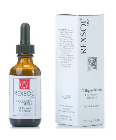 REXSOL Collagen Serum with Vitamins C & E | Best Anti Aging Serum for Face Care Age Spot & Hyperpigmentation Treatment | Rapid Wrinkle Repair & Anti Wrinkle Solution - Buy Online on GoSupps.com