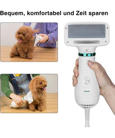 Ownpets 2-in-1 Pet Hair Dryer Brush for Dogs & Cats - Adjustable Temperature Dog Dryer 300W - Efficient Fur Comb & Hair Removal - Buy Online on GoSupps.com