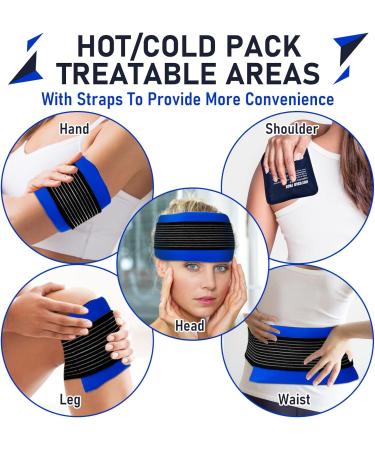 3-Piece Hot & Cold Gel Ice Packs Set for Injuries - Reusable with Adjustable Straps for Arms, Shoulders, Knees, Legs, Back - Joint & Muscle Pain Relief - Buy Online on GoSupps.com