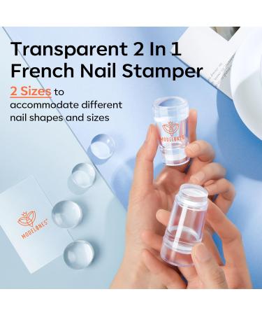 Modelones Nail Art Stamper Kit 6PCs - Double Nail Stamp Set with 4 Clear Silicones Scraper & Tool for DIY Manicure & Shellac Nail Polish - Buy Online on GoSupps.com