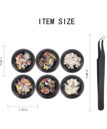NICENEEDED 6 Boxes Christmas Nail Art Rhinestones 3D Nail Crystal Jewels Metal Nail Studs Gems With Tweezer For Christmas For Women Girls Kids Manicure DIY Nails Art Decoration Supplies(Stytle 3) - Buy Online on GoSupps.com