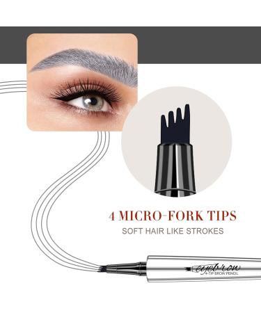 Microblade Eyebrow Pen for Older Women - Soft Waterproof Grey Eyebrow Pencil with 4 Fork Tip for Natural Look - Buy Online on GoSupps.com