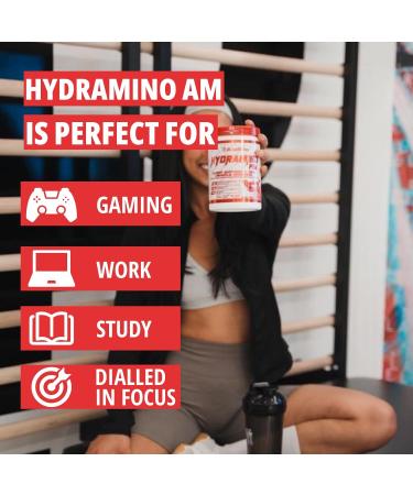 Hydramino AM - EAA + BCAA Amino Energy Powder - Essential Amino Acids with Caffeine Nootropics & Electrolytes | Focus Endless Energy Hydration & Muscle Recovery | Alpha-GPC Tyrosine Lutein Lion s Mane More | Peach Rings 30 servings - Buy Online on GoSupps.com
