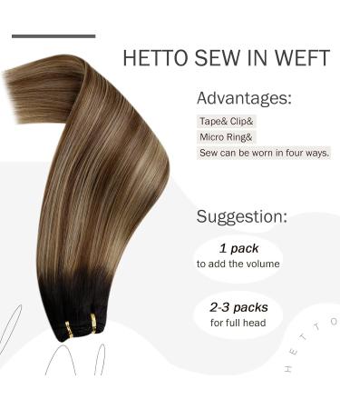Hetto Treat Remy Real Hair Extensions - Black Balayage & Ombre #1B/6/27 - 80g 35cm - Premium Quality for Effortless Style - Buy Online on GoSupps.com