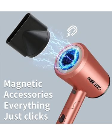 SHRATE 1875W Folding Ionic Hair Dryer with Magnetic Nozzles and Diffuser - Powerful, Lightweight, Quiet, Rose Gold - Ideal for Fast Drying - For Women and Men - Buy Online on GoSupps.com