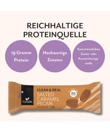  FOODIN Foodin Clean&Real Salted Caramel and Pecan Protein Bar 55g - Buy Online on GoSupps.com