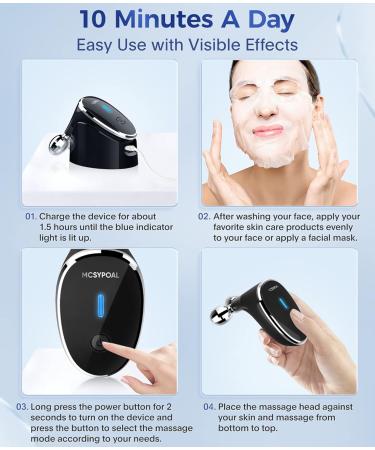 Buy 5-in-1 Microcurrent Facial Device - Multifunctional Face Massager & Roller for Radiant Skin - Glossy Black - International Shipping Available - Buy Online on GoSupps.com