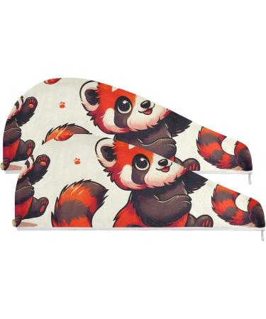 Seamless Red Raccoon Hair Towels 2 Pack - Super Absorbent Quick Dry Hair Turbans for Women & Girls - Buy Online on GoSupps.com