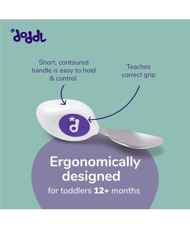 Doddl Toddler Self-Feeding Cutlery Set - Spoon, Fork & Knife | 12months+ (Magenta) - Buy Online on GoSupps.com