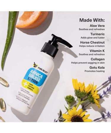Pure Relief Arnica Cream - Bruise & Swelling Relief Lotion | Extra Strength Vitamin K | Moisturizing Gel with Collagen - 4 Fl Oz - Buy Online on GoSupps.com