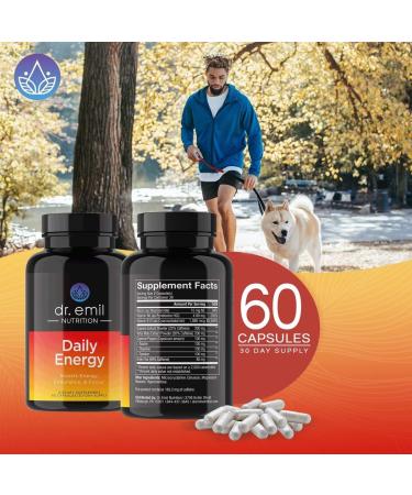 Buy DR. EMIL NUTRITION Daily Energy Supplement - Sugar Free Energy Pills with 160mg Caffeine Guarana L-Taurine & L-Theanine - Boost Energy & Focus - 60 Count - Buy Online on GoSupps.com