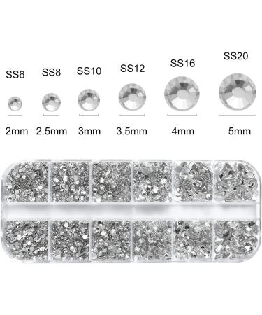 3972pieces Nail Art Rhinestones Kit Nail Gems Ab Flatback 6 Sizes Rhinestones for Nail Art Craft(Clear) K clear&AB - Buy Online on GoSupps.com