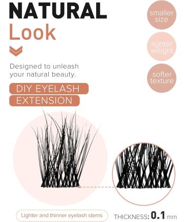Onlyall Cluster Lashes DIY Eyelash Extensions - Natural Look Individual Lashes for False Lash Extension - H-48 (11MM) - Buy Online on GoSupps.com